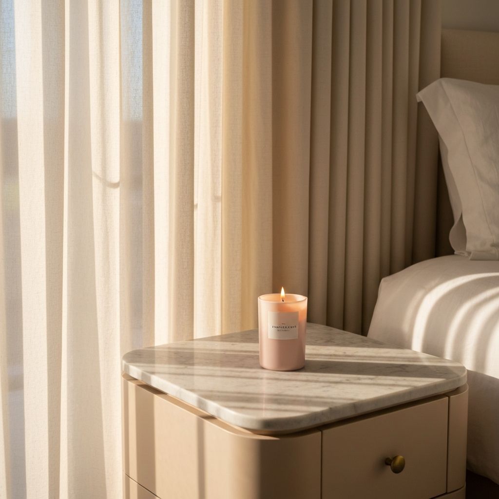 Luxury candle with soft morning light